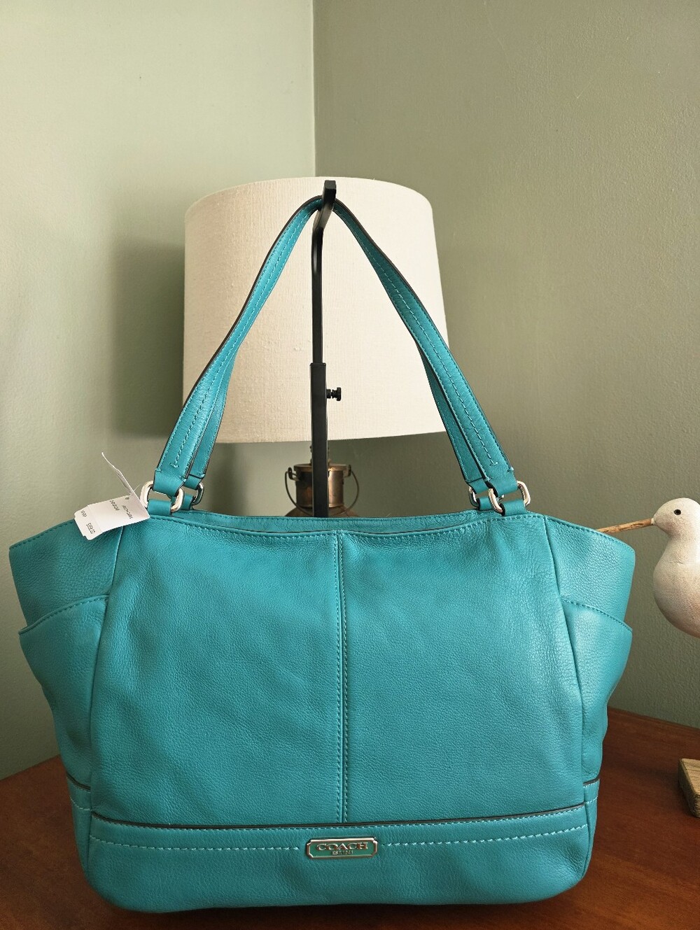 Coach Park Carrie F23284 Tote Bright Jade Green Leather Shoulder Bag Y2K NWT